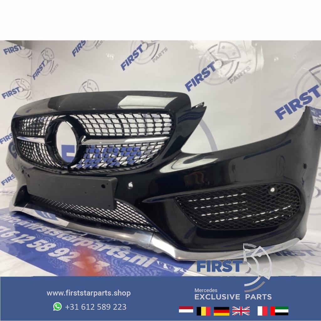 W205 C43 AMG Voorbumper COMPLEET Mercedes C Klasse 43 bumper, Gebruikt, -, Voor, Ophalen of Verzenden