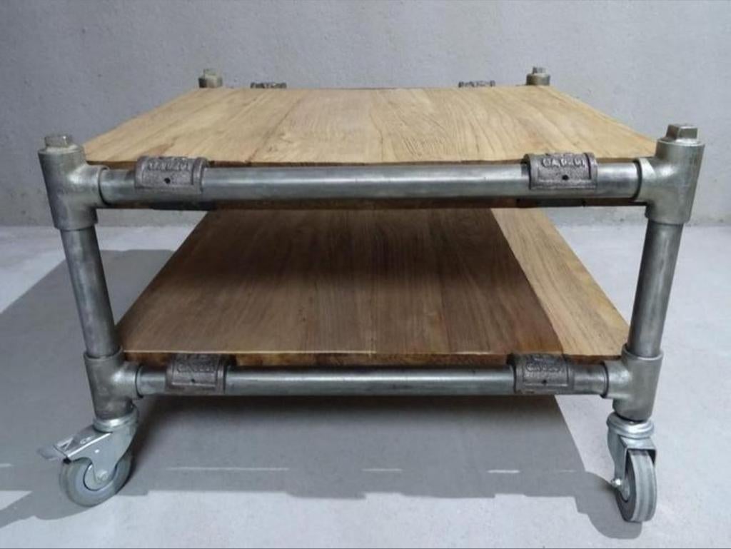D bohdi salontafel, bijzettafel, industrieel,steigerbuis, Huis en Inrichting, Ophalen, 50 tot 100 cm, Vierkant, 50 tot 100 cm