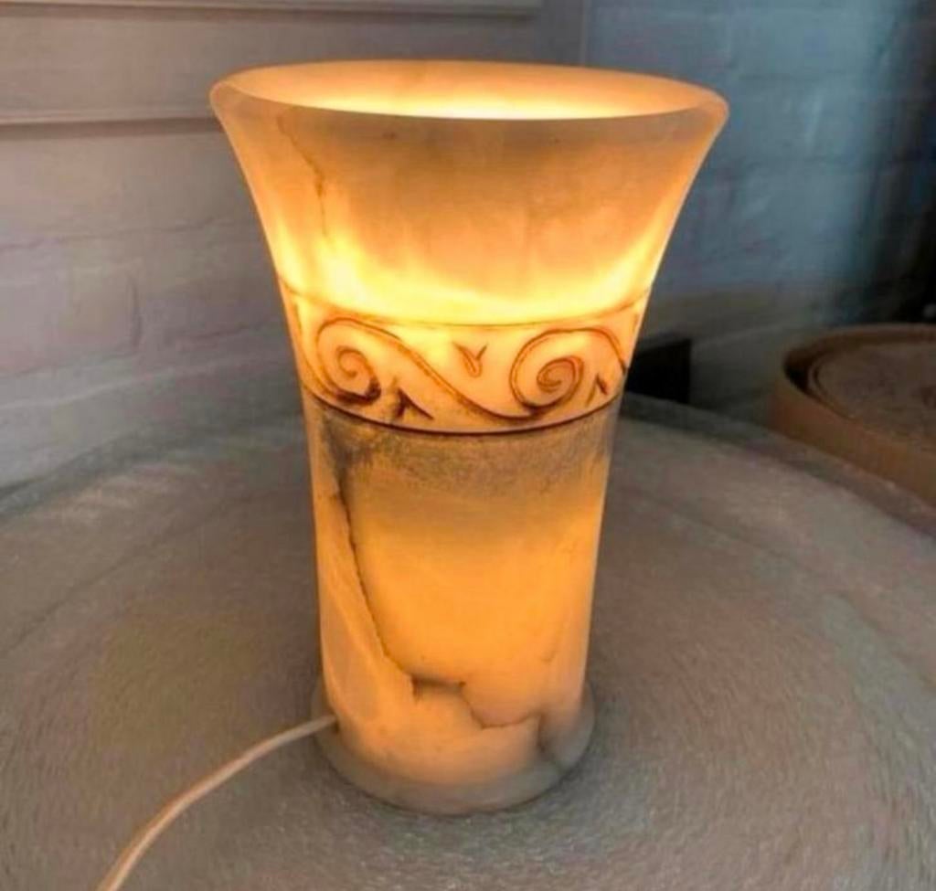 Lamp mooie marmeren Travertine tafellamp uit jaren 70., Ophalen of Verzenden