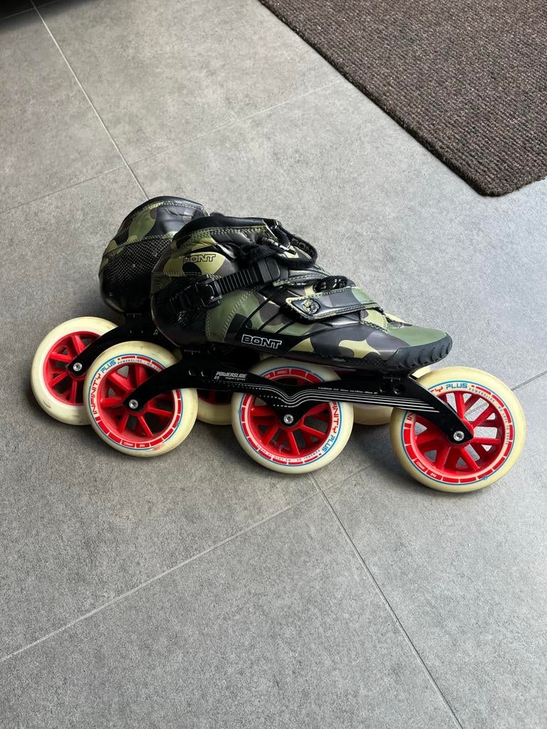 Bont Z Camo Skeelers met 125mm wielen en Powerslide frame, Gebruikt, Heren, Inline skates 4 wielen, Ophalen