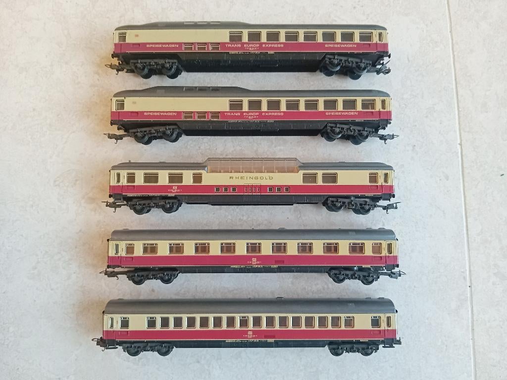 H0#482 Lima Rheingold, 5 rijtuigen., Gebruikt, Gelijkstroom, Wagon, Ophalen of Verzenden