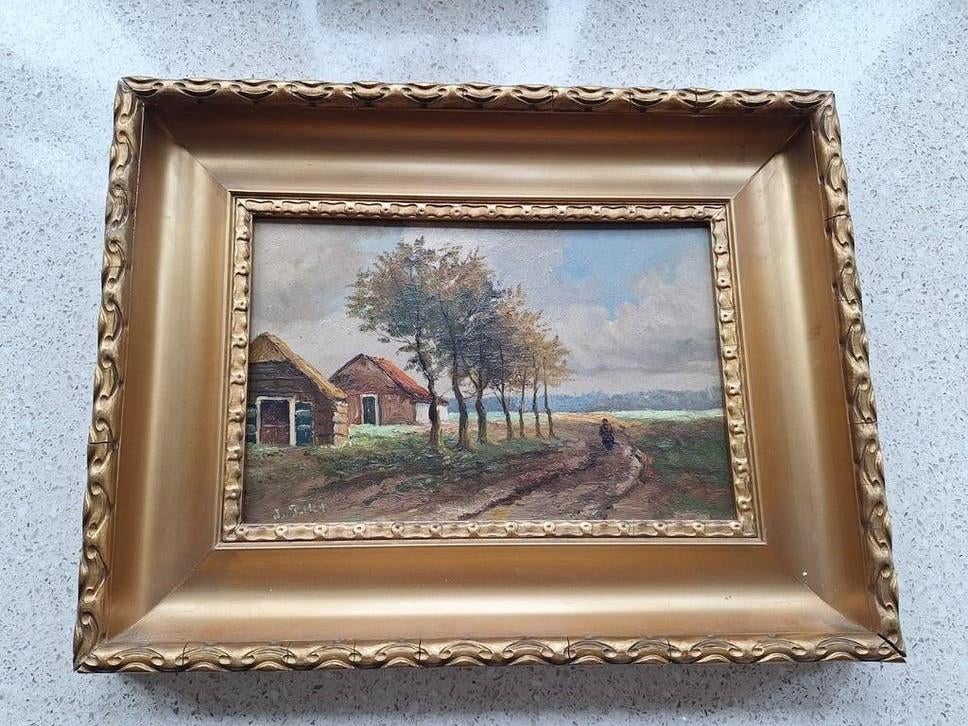 Oud Hollands Landschap Schilderij met Boerderij, Antiek en Kunst, Kunst | Schilderijen | Klassiek, Ophalen of Verzenden