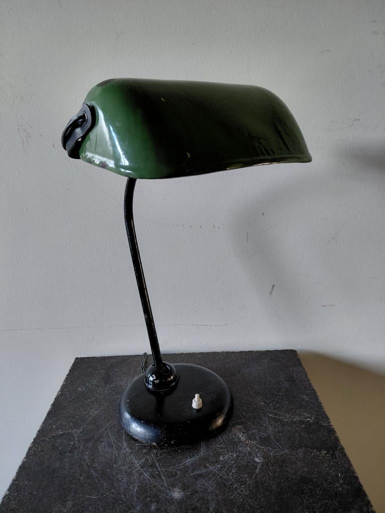 Vintage Groene Bankierslamp / Bureaulamp, Ophalen of Verzenden
