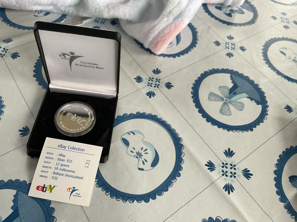 zilveren verzamel munt/ herdenkingsmedaille van eBay, Ophalen of Verzenden, Zilver, Nederland