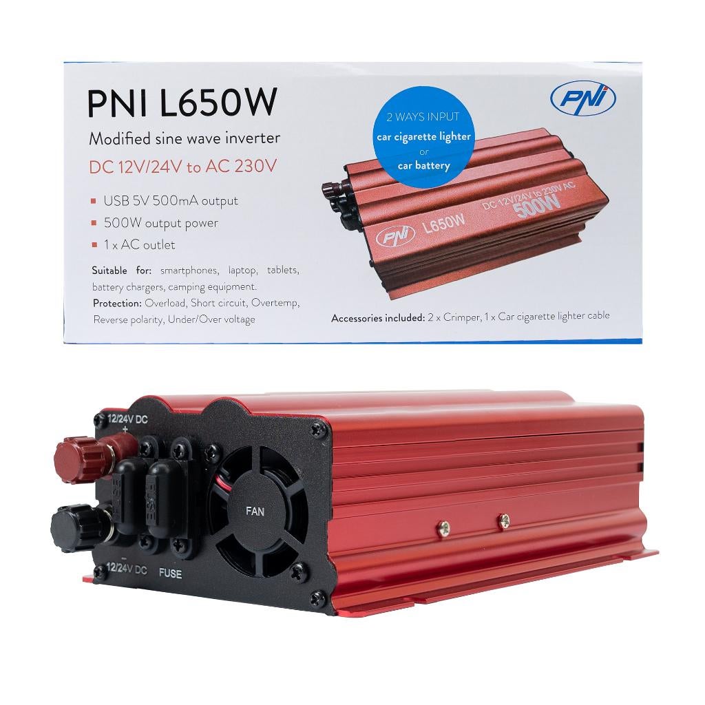 PNI L650W Omvormer van 12V/24V naar 220/230V