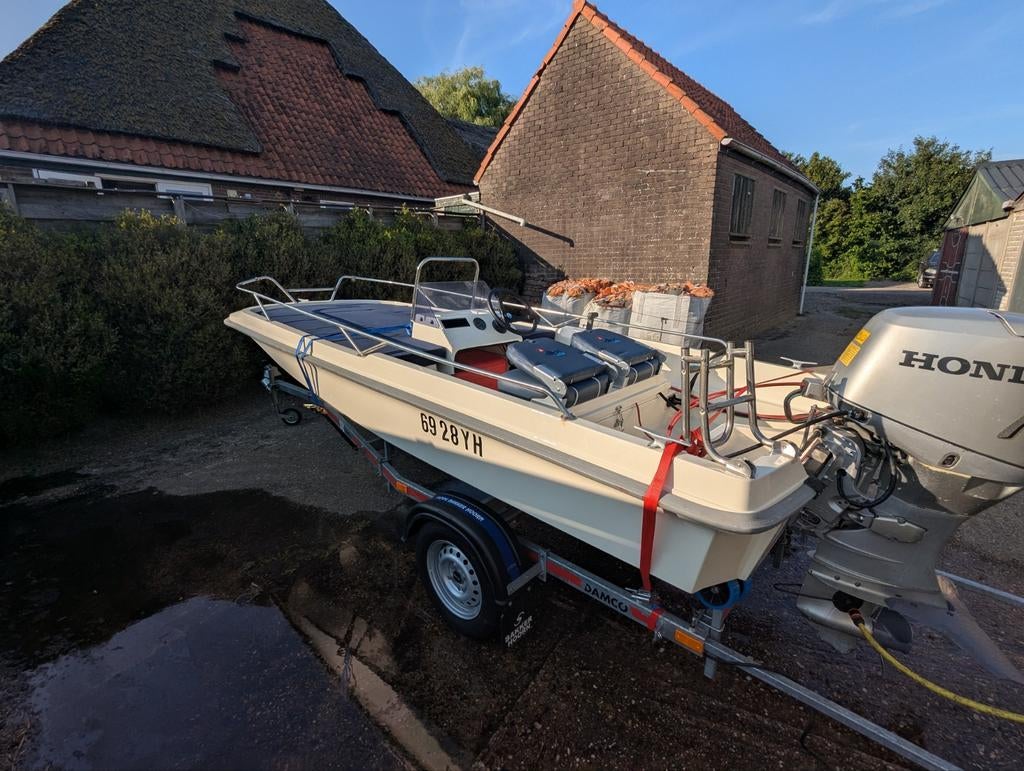 Dory Eurosport Console boot, 50pk Honda op trailer sloep, Watersport en Boten, Vis- en Consoleboten, Ophalen, 3 tot 6 meter, Buitenboordmotor