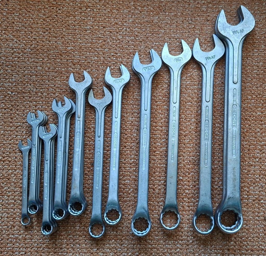 Gedore steekringsleutels set 1b AF maten. 22 stuks, Doe-het-zelf en Verbouw, Gereedschap | Handgereedschap, Ophalen