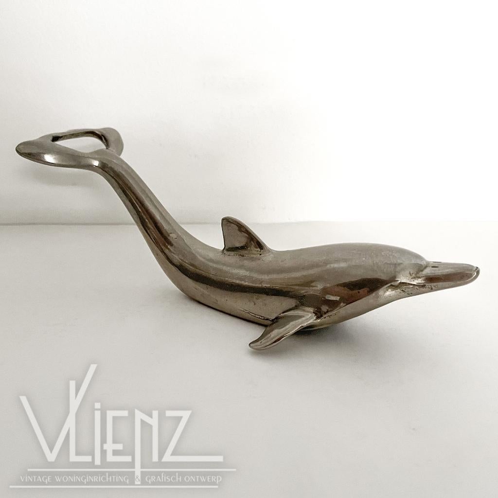 Vintage, retro flesopener, opener dolfijn metaal, Verzamelen, Retro, Huis en Inrichting, Ophalen of Verzenden