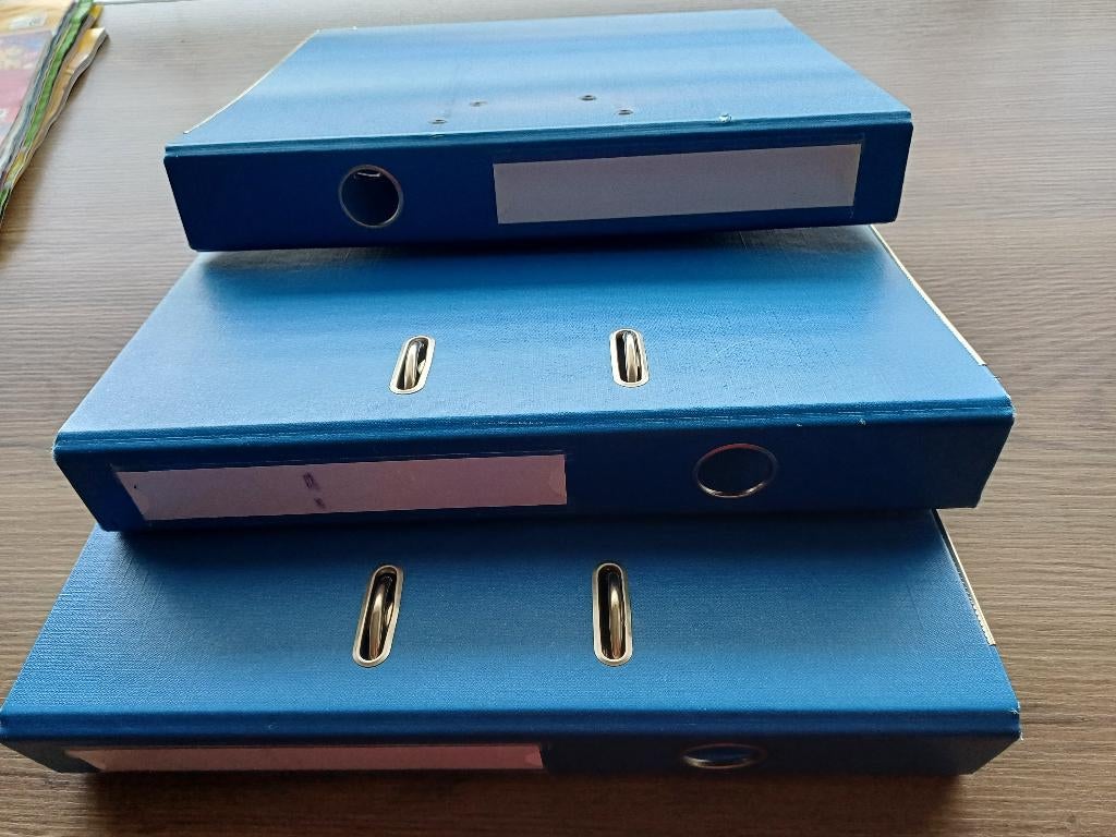 3 Blauwe multimappen 2 rings, Ophalen of Verzenden, Gebruikt