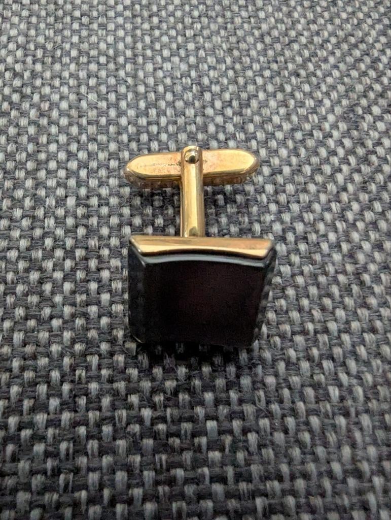 Manchetknopen goudkleurig met donker vlak, Sieraden, Tassen en Uiterlijk, Manchetknopen, Ophalen of Verzenden