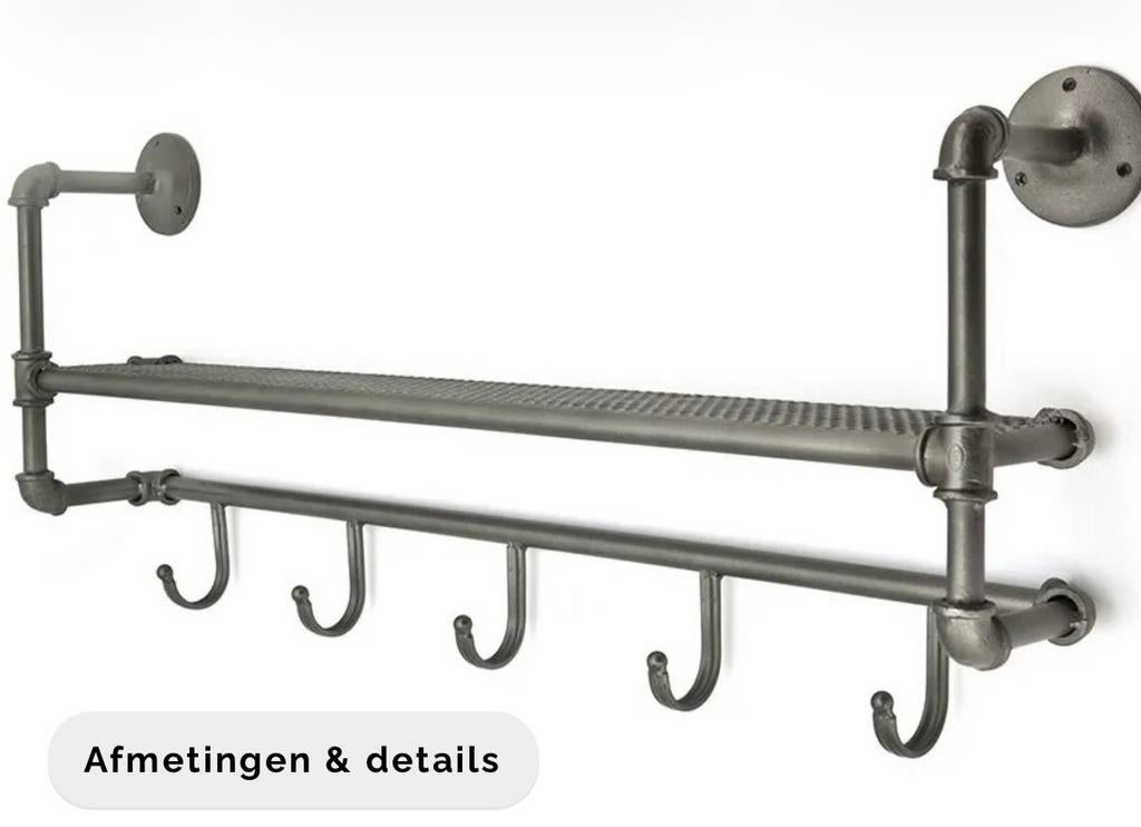 Kapstok, wand/muur, ijzer, Eijerkamp, breedte: 1 meter, Huis en Inrichting, Woonaccessoires | Kapstokken, Wandkapstok, 100 tot 150 cm