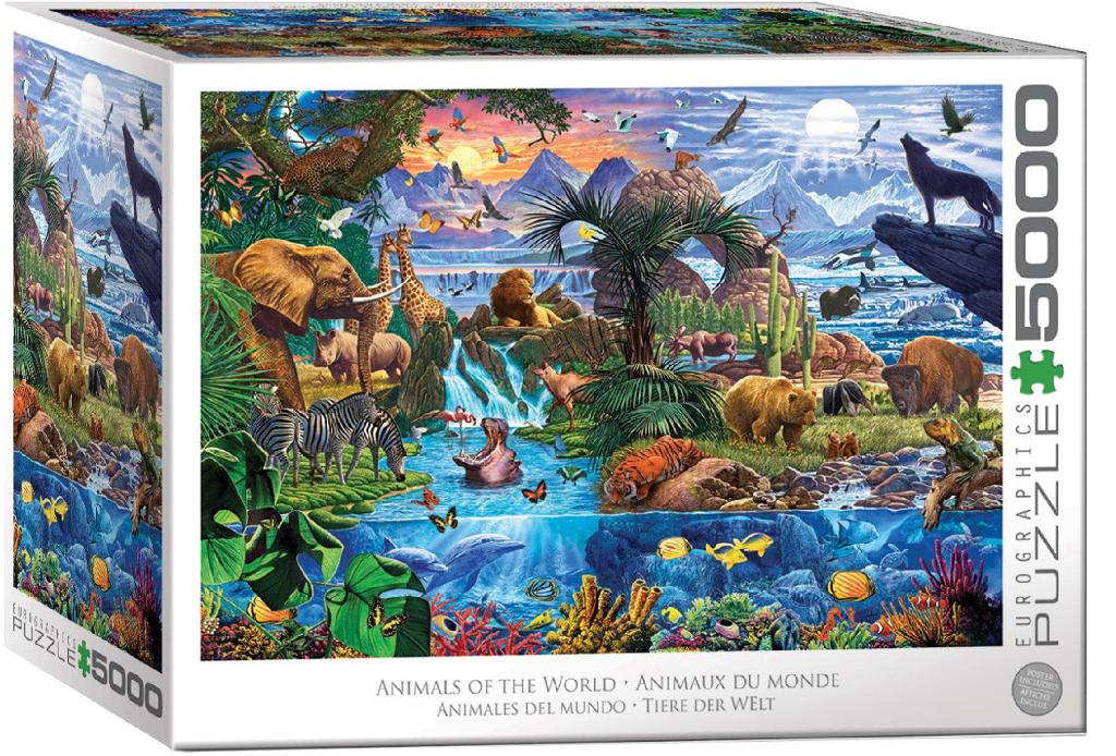 Eurografhics legpuzzel: dieren van de wereld 5000 stukjes, Hobby en Vrije tijd, Denksport en Puzzels, Ophalen of Verzenden, Meer dan 1500 stukjes