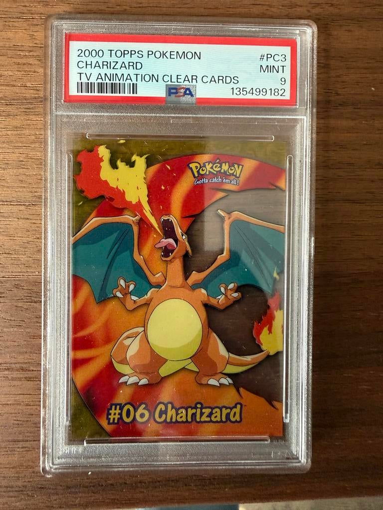 PSA 9 MINT 2000 Topps Pokemon Charizard #06 TV Animation, Ophalen, Zo goed als nieuw, Losse kaart