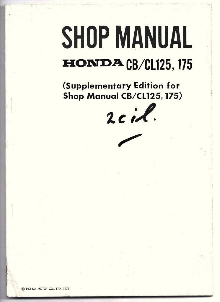 Honda CB125 CL125 CB175 CL supplement shop manual (3571z), Motoren, Verzenden, Honda