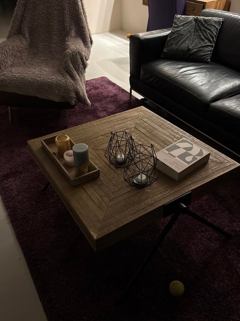 Stijlvolle salontafel van gerecycled hout, Ophalen, Vierkant, 50 tot 100 cm, Zo goed als nieuw