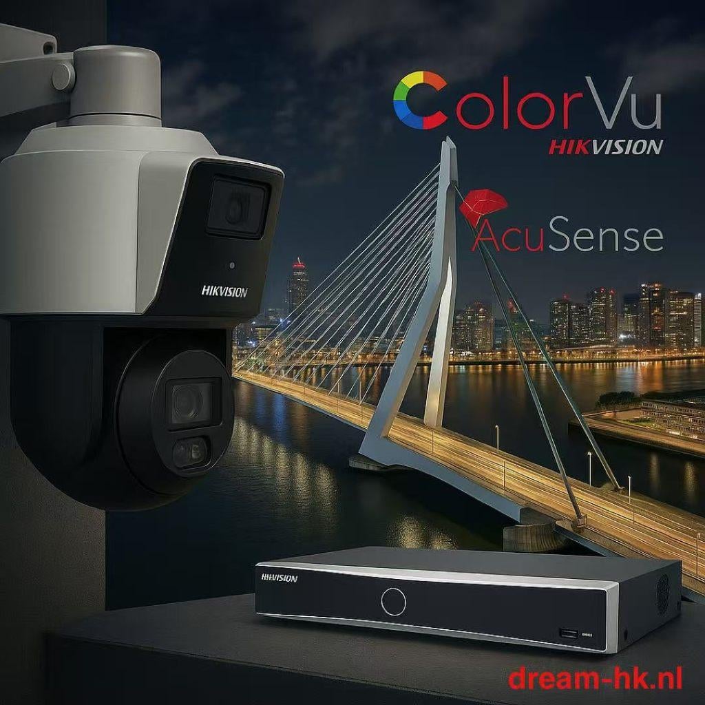 4MP Hikvision AcuSense TandemVu ColorVu PTZ IP PoE set