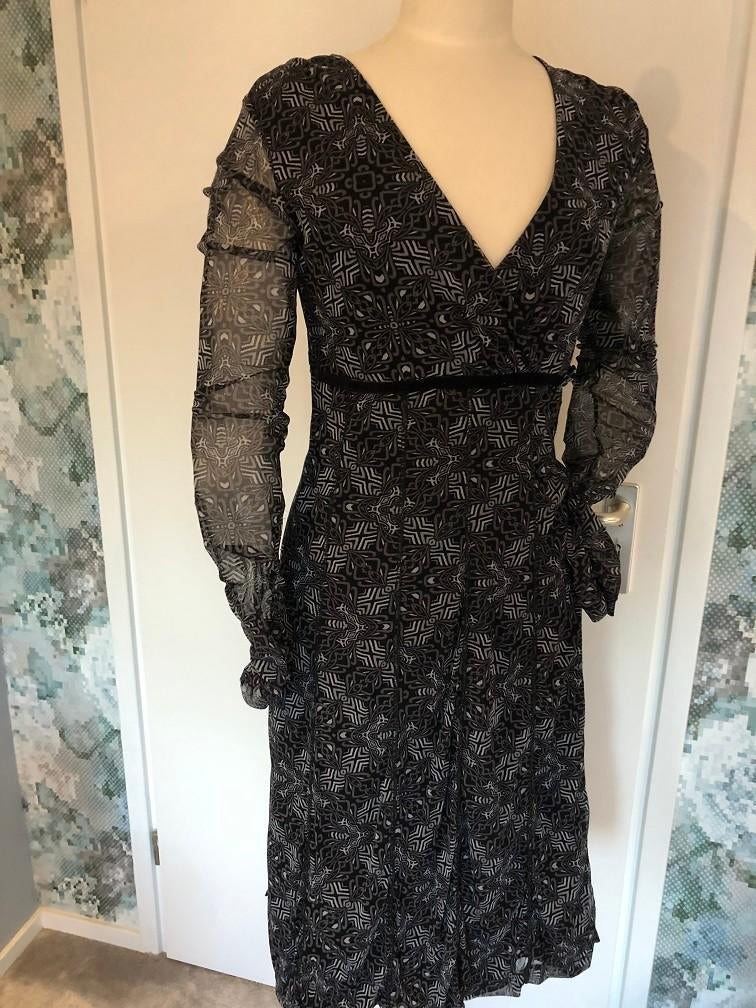 Prachtige Nieuwe voile jurk v Mexx mt L 40 zwart/grijs/wit, Maat 38/40 (M), Mexx, Zwart, Nieuw