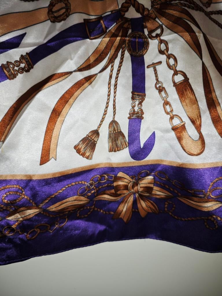 Sjaal paars beige ZGAN! Zijde of zijdeachtig Nekdoek hoofddo, Kleding | Dames, Ophalen of Verzenden, Zo goed als nieuw, Maat 46/48 (XL) of groter