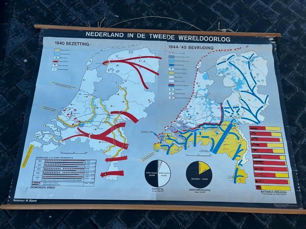 Nederland in de Tweede Wereldoorlog, Antiek en Kunst, Antiek | Schoolplaten, Ophalen of Verzenden, Geschiedenis