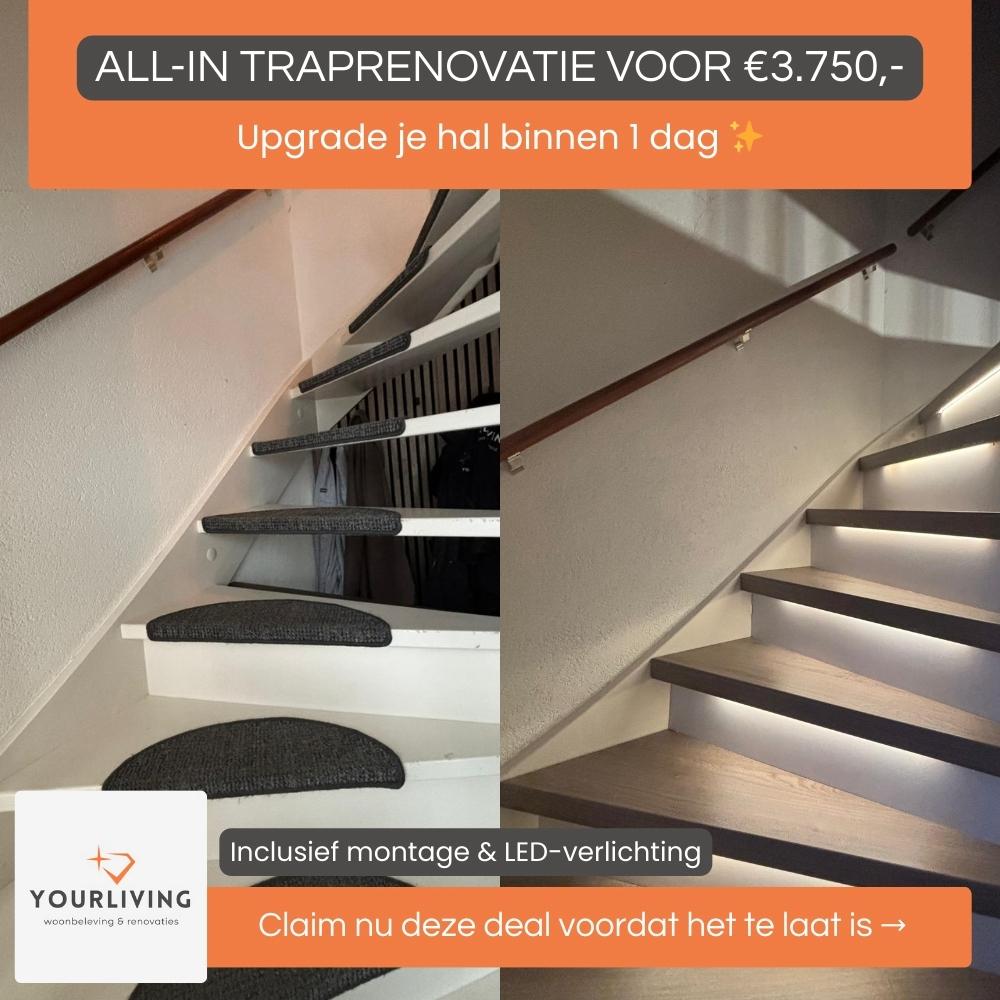 All-in trap renovatie zonder verassingen | incl verlichting, Ophalen, Zo goed als nieuw, Trap, 2 tot 4 meter