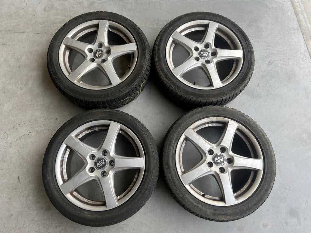Setje Velgen + Dunlop / Nexen Winterbanden 205/50 R17, Gebruikt, Banden en Velgen, 17 inch, Personenwagen