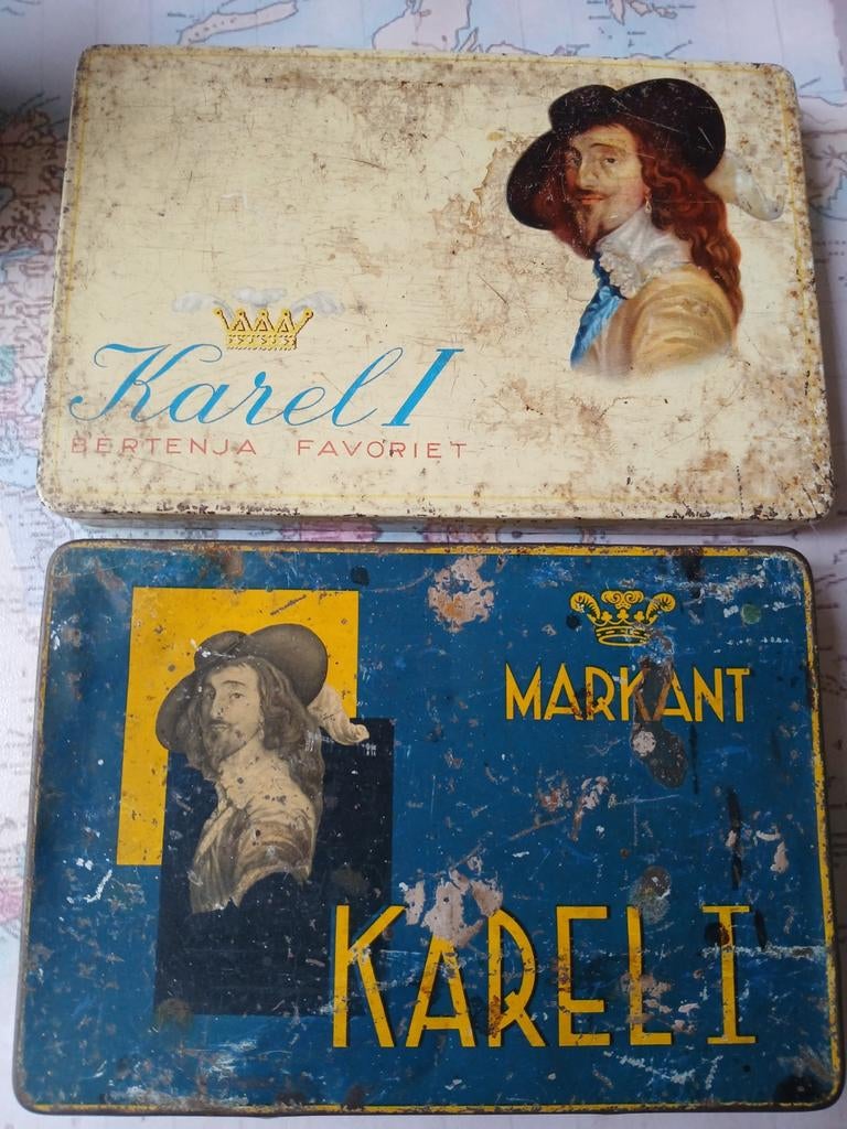 Vintage Blikken Karel 1 Sigaren - 2 Stuks, Verzamelen, Blikken, Ophalen of Verzenden, Gebruikt, Overige