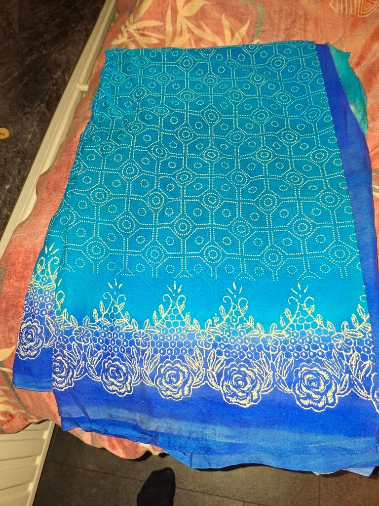 Indiase sari, Ophalen of Verzenden, Blauw, Overige typen