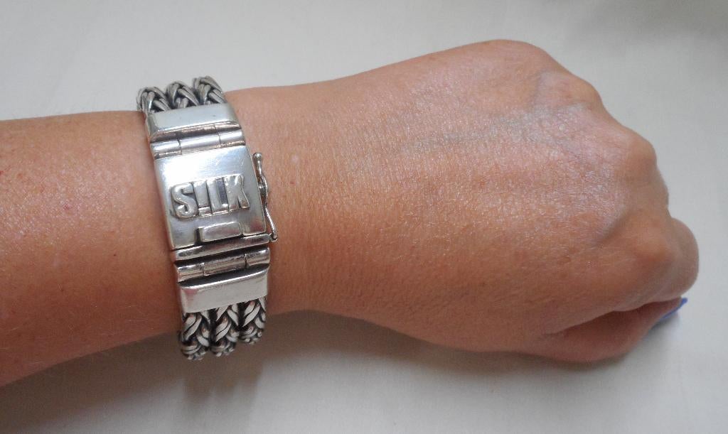 Zilveren zware Silk armband nr.1189, Sieraden, Tassen en Uiterlijk, Armbanden, Zo goed als nieuw, Zilver, Zilver, Verzenden