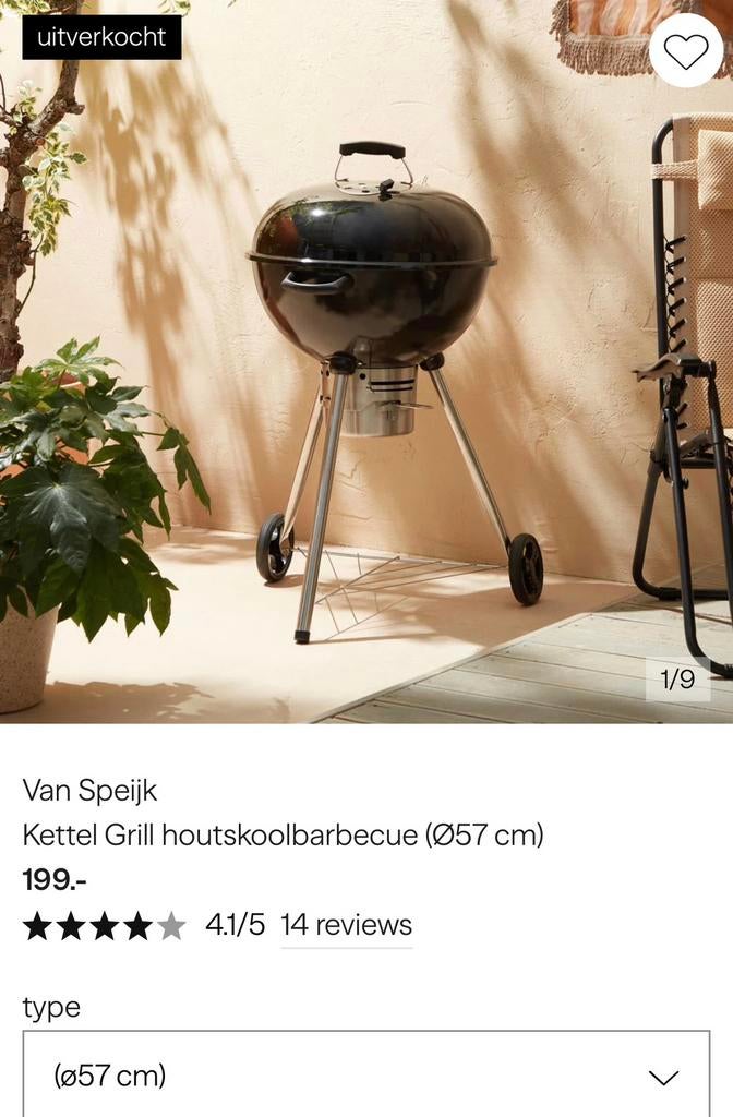 Van speijk kettle grill barbecue  Nieuw!, Tuin en Terras, Houtskoolbarbecues, Ophalen of Verzenden, Nieuw
