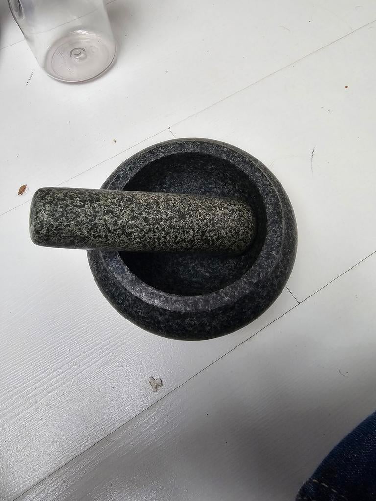 Granieten vijzel met stamper, Ophalen of Verzenden, Gebruikt