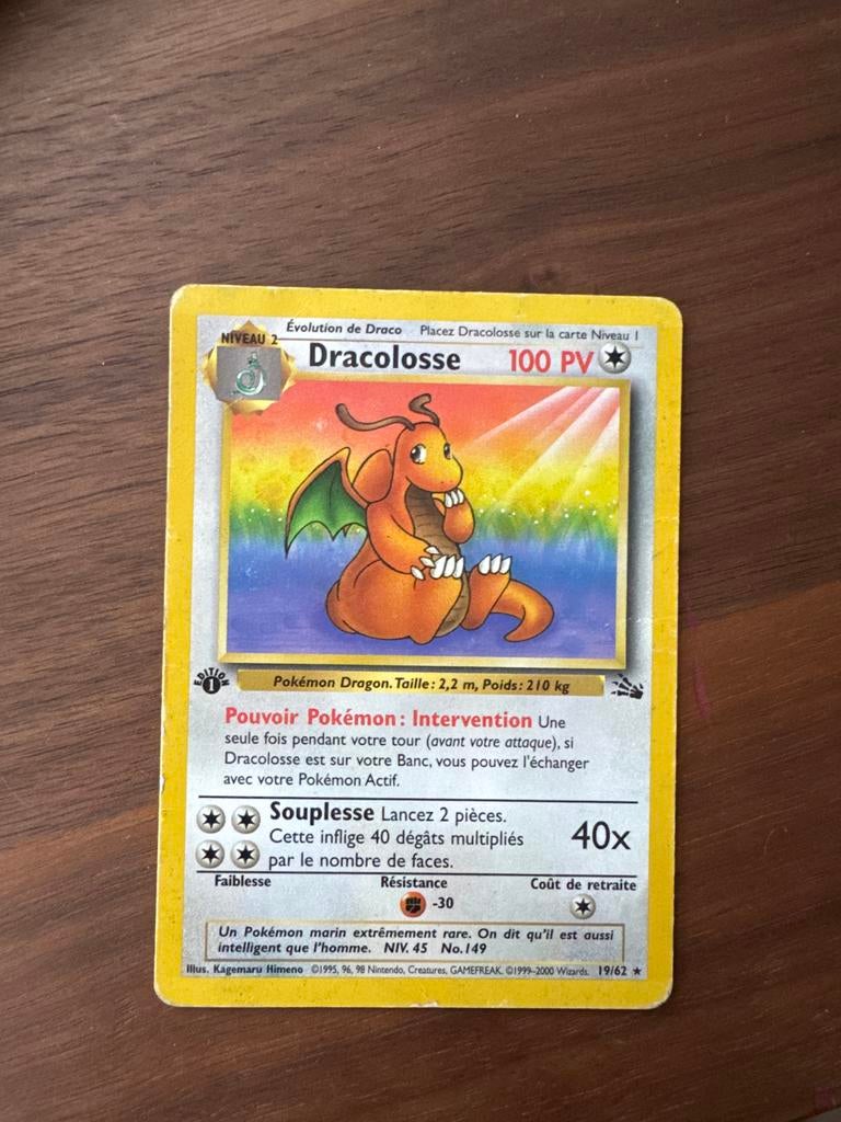 First edition Dragonite zeldzame Pokemon kaart, Hobby en Vrije tijd, Verzamelkaartspellen | Pokémon, Ophalen of Verzenden, Zo goed als nieuw