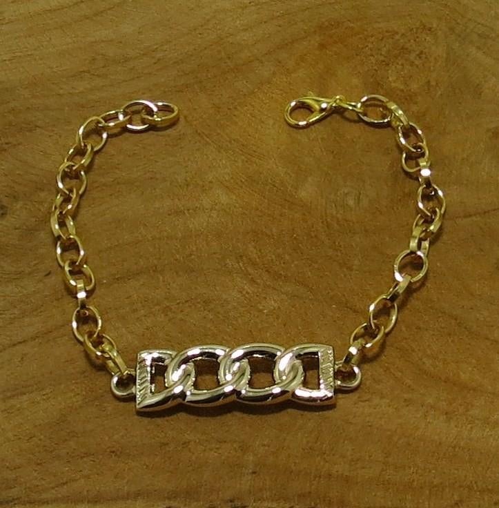 Goudkleurige Jasseron armband met fantasie tussenstuk, Marktplaats@koningsieraden.nl, Overige materialen, Verzenden, Nieuw
