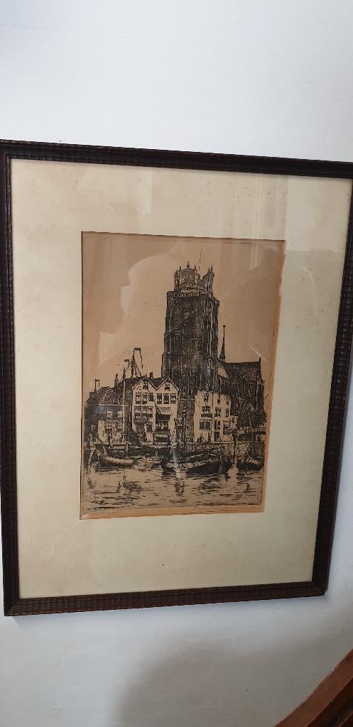 Ets? Tekening? Onze lieve Vrouwekerk Dordrecht, Ophalen
