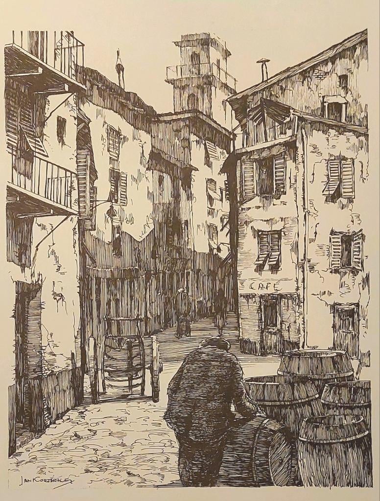 Straatje in Nice - Jan Korthals, Ophalen of Verzenden