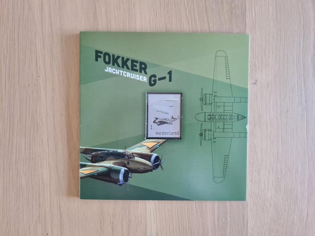Postzegel met zilver - Nederlandse vliegtuigen - Fokker G-1, Ophalen of Verzenden, Vliegtuigen