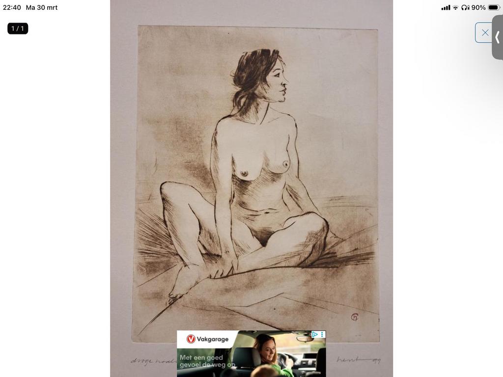 Ets zittend naakt van Hent vd Berg, Ophalen of Verzenden