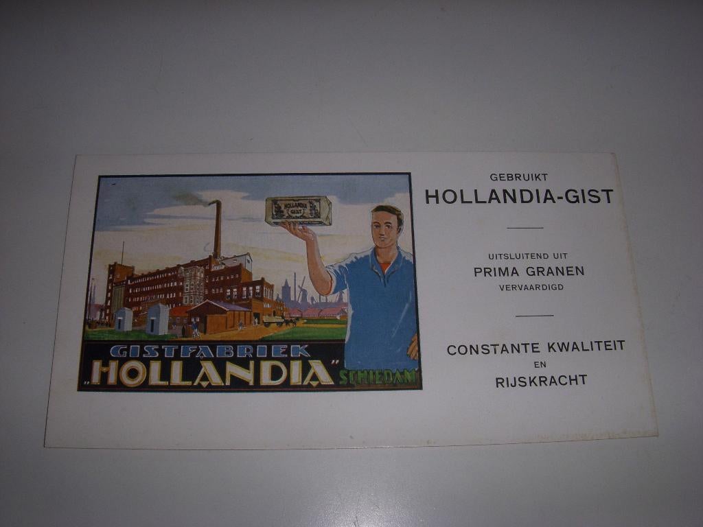 Prachtig oud vloeiblad Gistfabriek ' Hollandia ' Schiedam, Ophalen of Verzenden, Zo goed als nieuw, Gebruiksvoorwerp