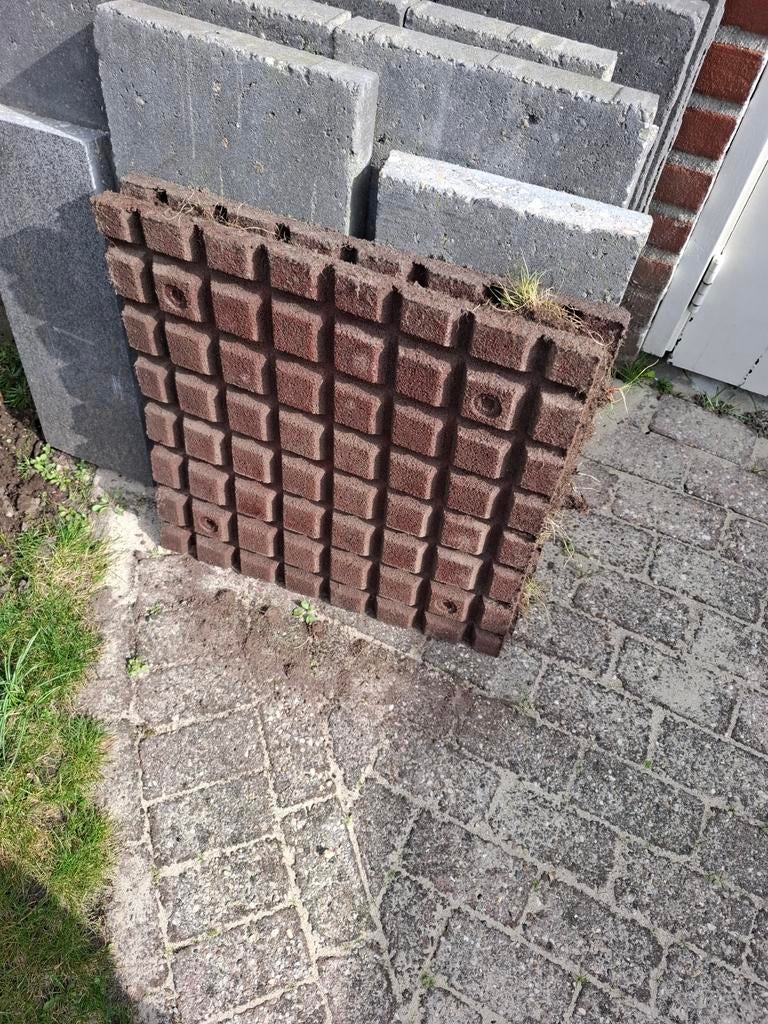 4x rubberen tegels, Tuin en Terras, Tegels en Klinkers, Ophalen, Gebruikt, Overige typen