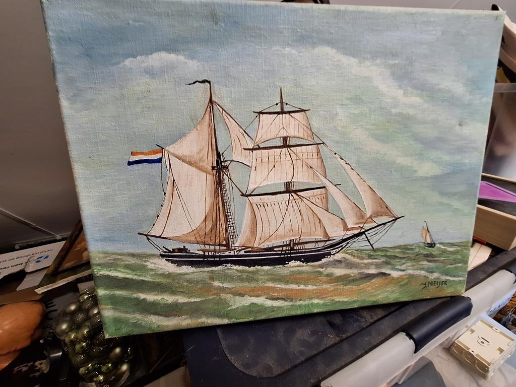 Schilderij van een zeilschip, Antiek en Kunst, Ophalen of Verzenden