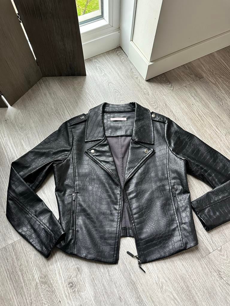 Studio Anneloes Vegan Leren Jasje Zwart Croco Print Maat L, Kleding | Dames, Ophalen of Verzenden, Maat 42/44 (L), Zwart