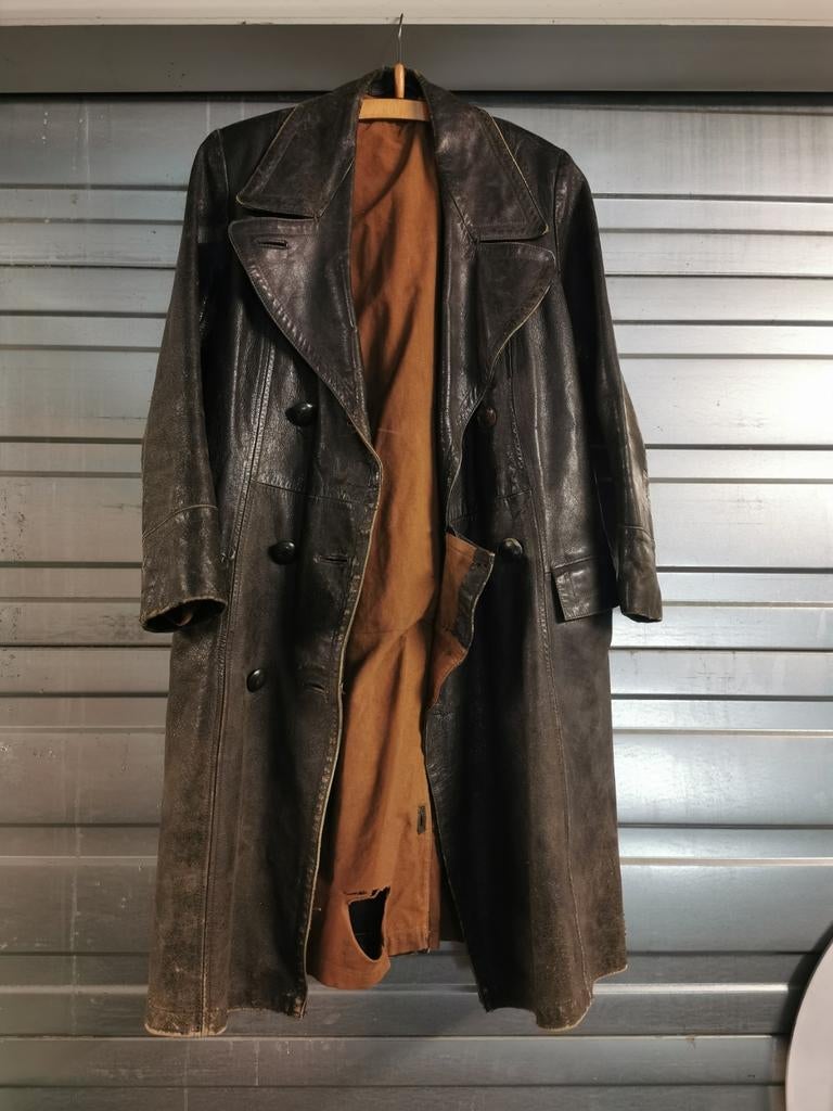 Lederen motorjas uit de Tweede Wereldoorlog, Ophalen, Landmacht, Nederland, Kleding of Schoenen