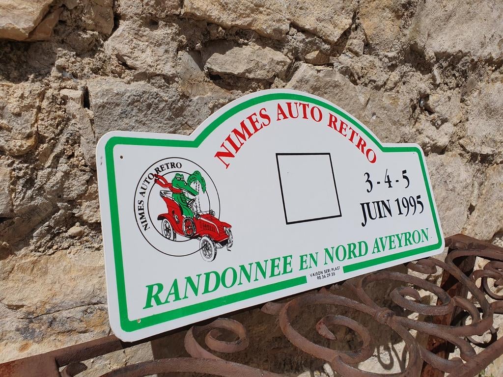 Vintage Frans reclamebord: Nimes Auto Retro 1995 €15, Ophalen of Verzenden, Gebruikt, Reclamebord