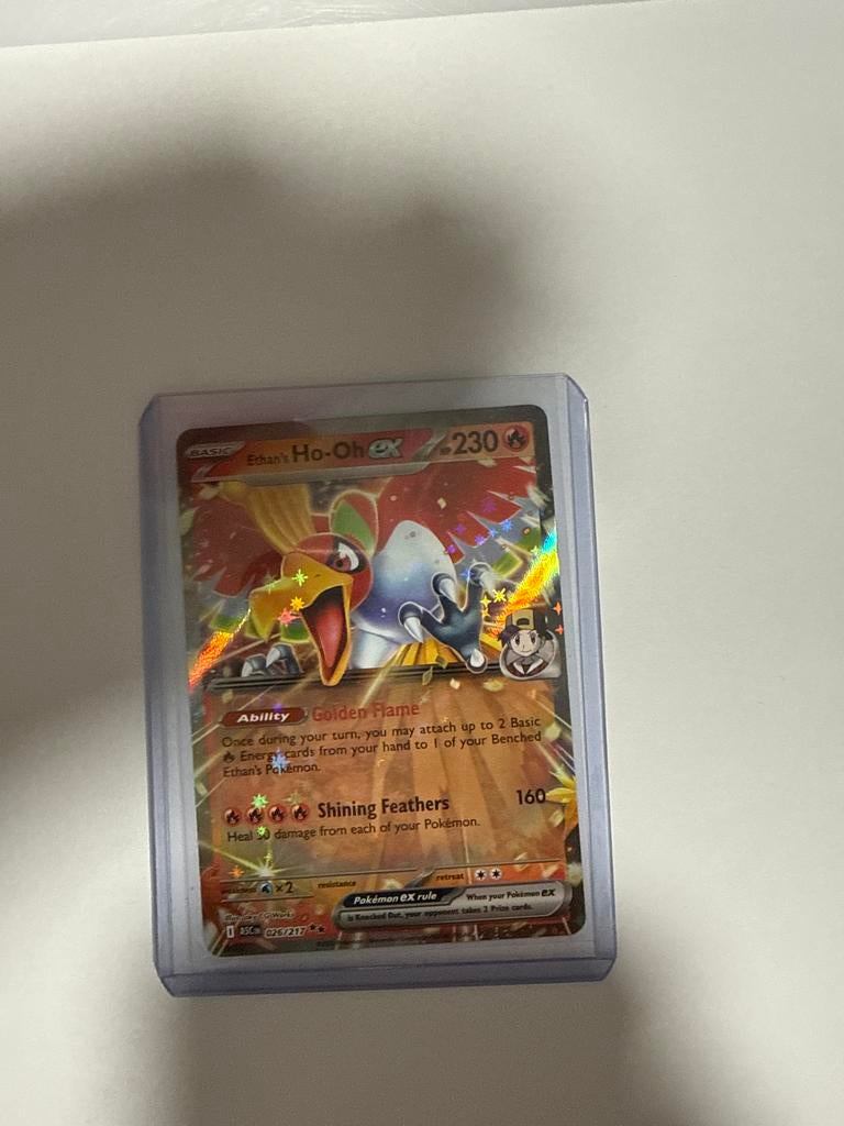 Pokémon kaart Ethan's Ho-Oh ex 026/217, Ophalen of Verzenden, Gebruikt, Losse kaart, Foil