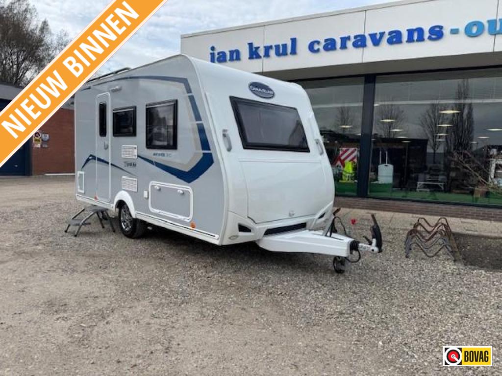 Caravelair Antares Titanium 390 mover fietsenrek voortent, Caravans en Kamperen, Treinzit, 4 tot 5 meter, Caravelair, Dwarsbed