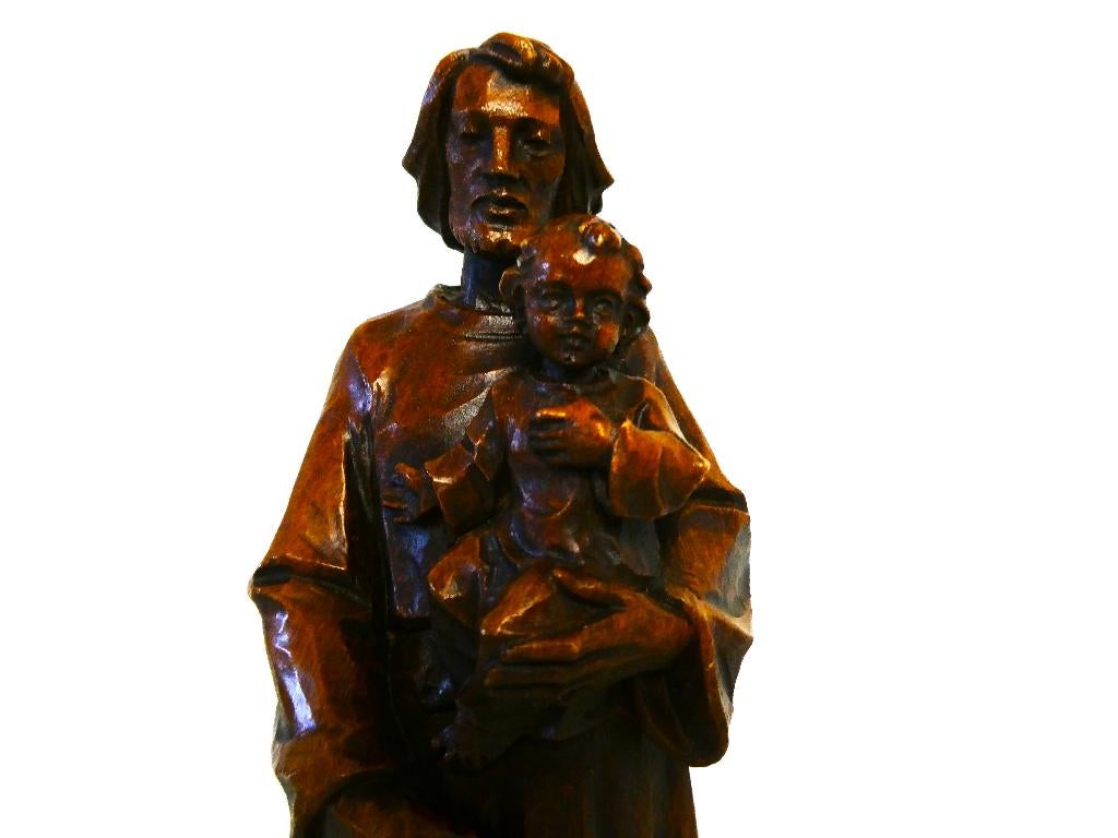 Beeld Heilige Jozef met kindje Jezus op de arm, Antiek en Kunst, Antiek | Religie, Ophalen of Verzenden