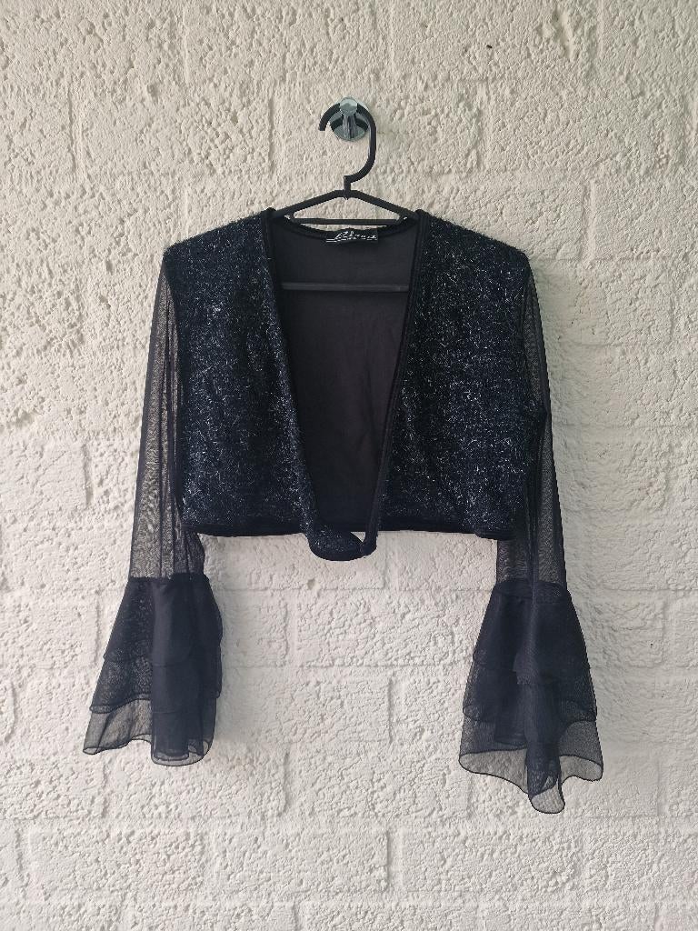Lissa Paris bolero M zwart glitter mesh flare, Ophalen of Verzenden, Zo goed als nieuw, Zwart, Lange mouw