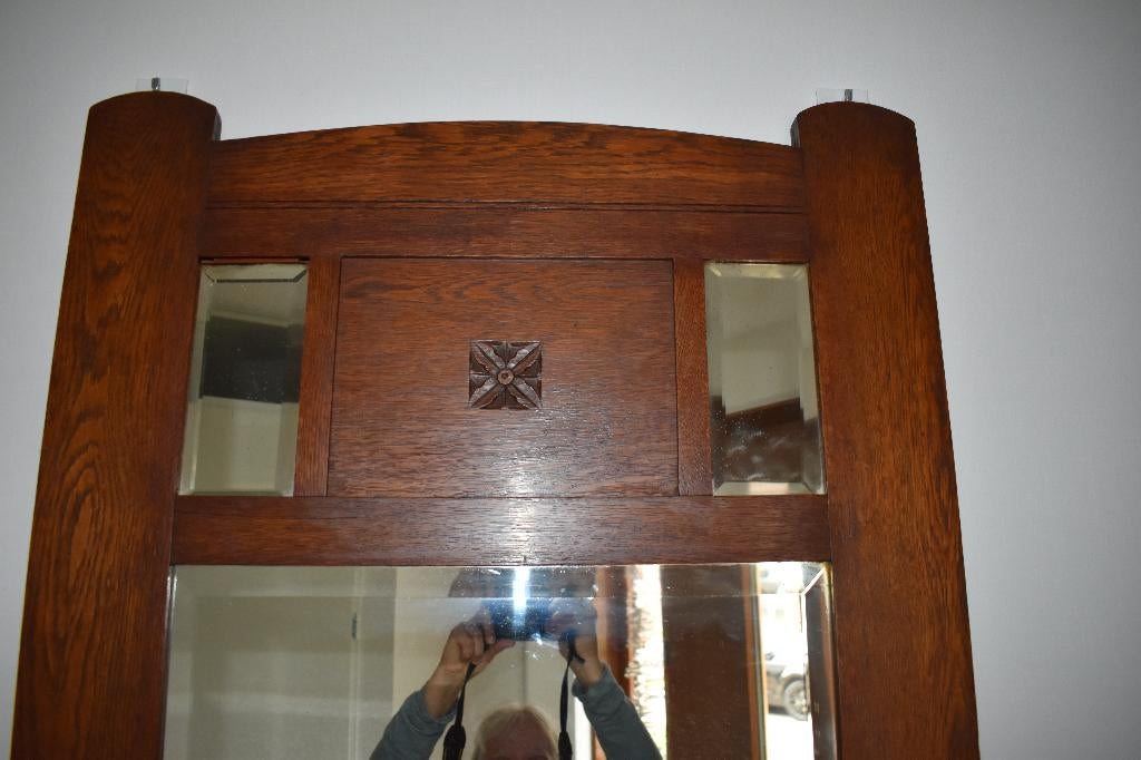 mooie oude spiegel antiek hoog 144 cm en breed 72 cm, Antiek en Kunst, Ophalen, Rechthoekig, 50 tot 100 cm, 100 tot 150 cm