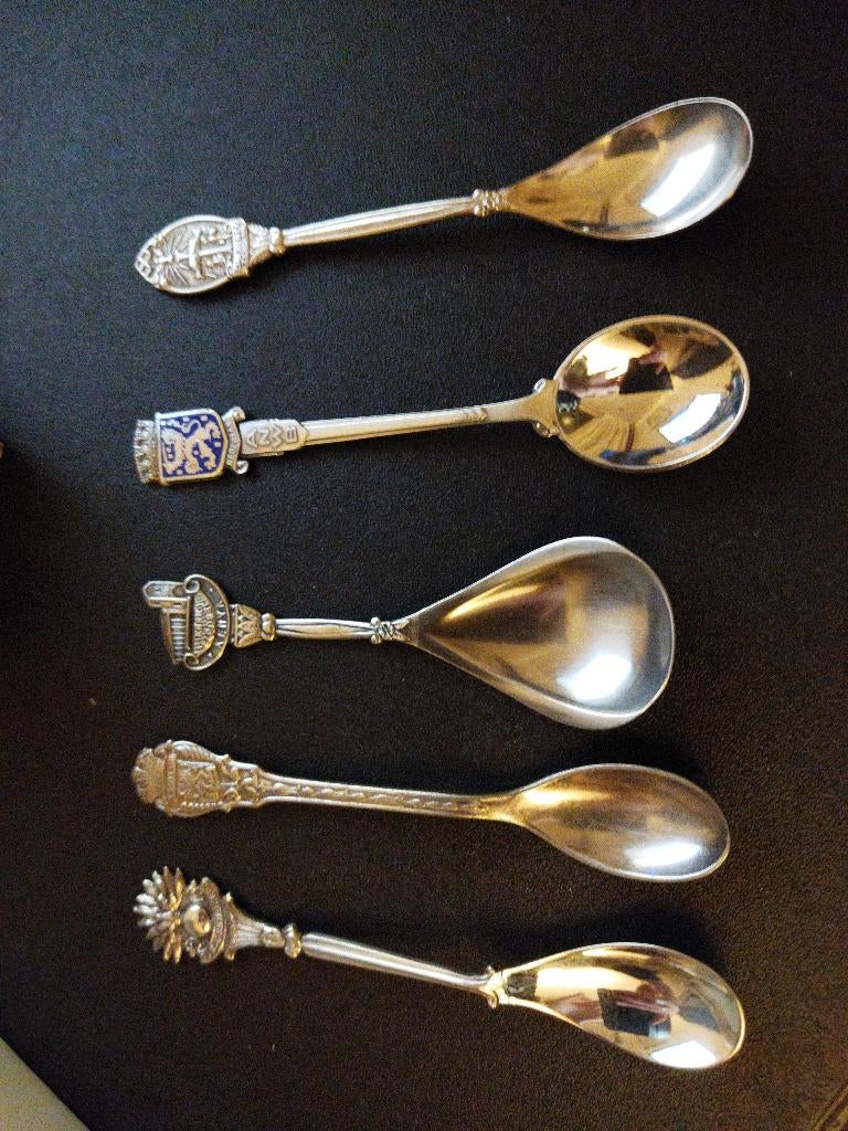 (verzilverde) lepeltjes met verschillende onderwerpen, Antiek en Kunst, Ophalen of Verzenden