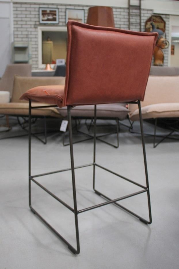 Luxe barstoelen barkruk AMY Jess Design metaal leer cognac, Ophalen, 5 krukken of meer, Met voetsteun, 60 tot 90 cm