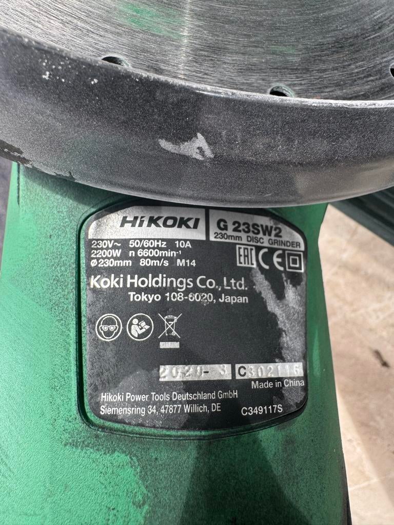 Hikoki Haakse Slijper G 23SW2 230mm - Krachtige 2200W, Ophalen of Verzenden, Gebruikt, 1000 watt of meer, Haakse handslijpmachine